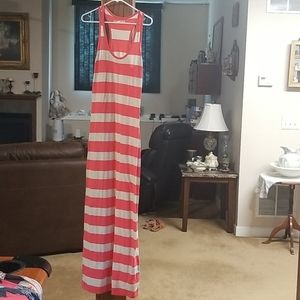 Maurices super long maxi dress - pink and oatmeal